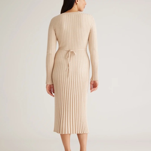 Quince cotton cashmere Long Sleeve Ribbed Dress - Picture 3 of 3